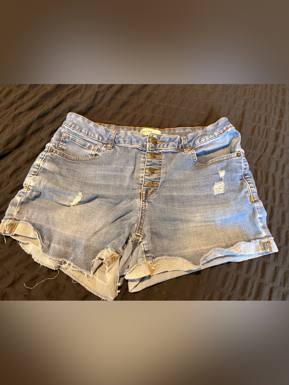 Mudd Light Blue Button-Front Denim Shorts